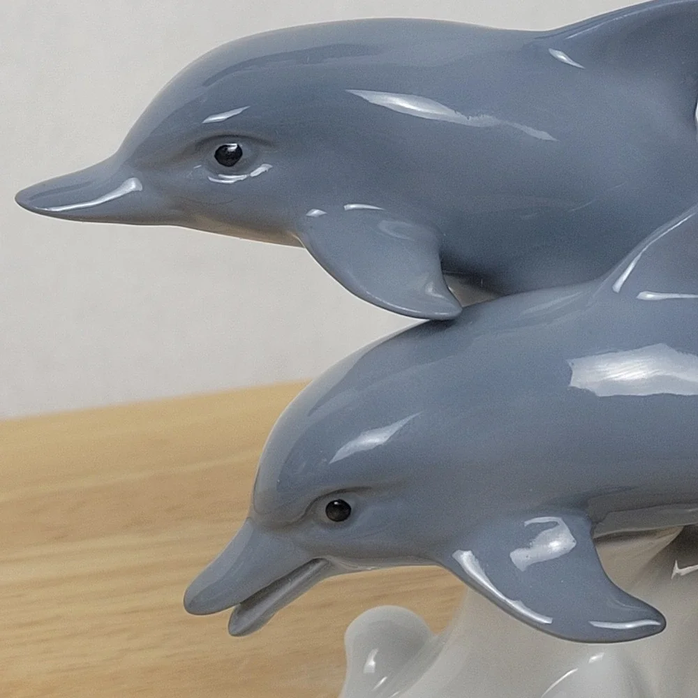 VTG Otagiri‎ Japan Porcelain Double Dolphin Figurine 4